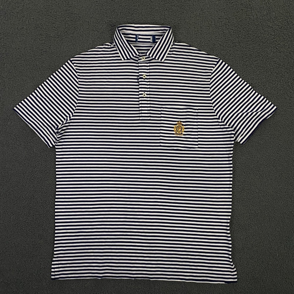 Polo Ralph Lauren‎ Shirt FITS Mens Small Striped Crest Patch Logo Golf NEW